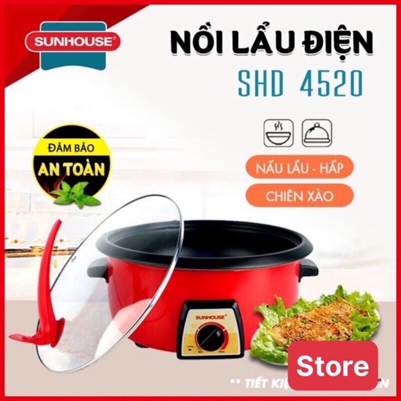 Nồi lẩu điện, Nồi lẩu Sunhouse SHD4520 chính hãng,đa năng, nấu siêu nhanh, an toàn khi sử dụng.