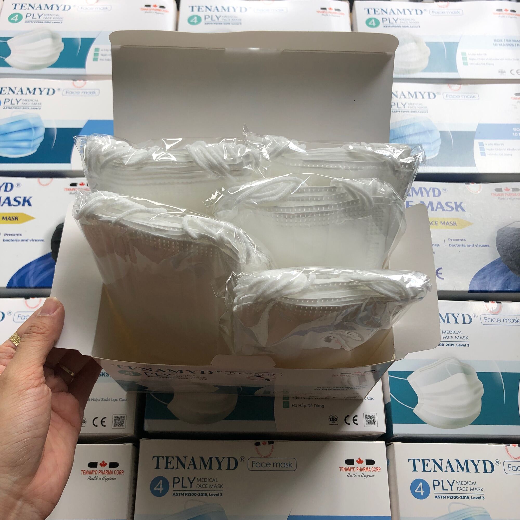 [FREE SHIP] [TENAMYD Chính Hãng] Hộp 50 cái Khẩu Trang Y Tế Tenamyd kháng khuẩn chuẩn CE ASTM 3