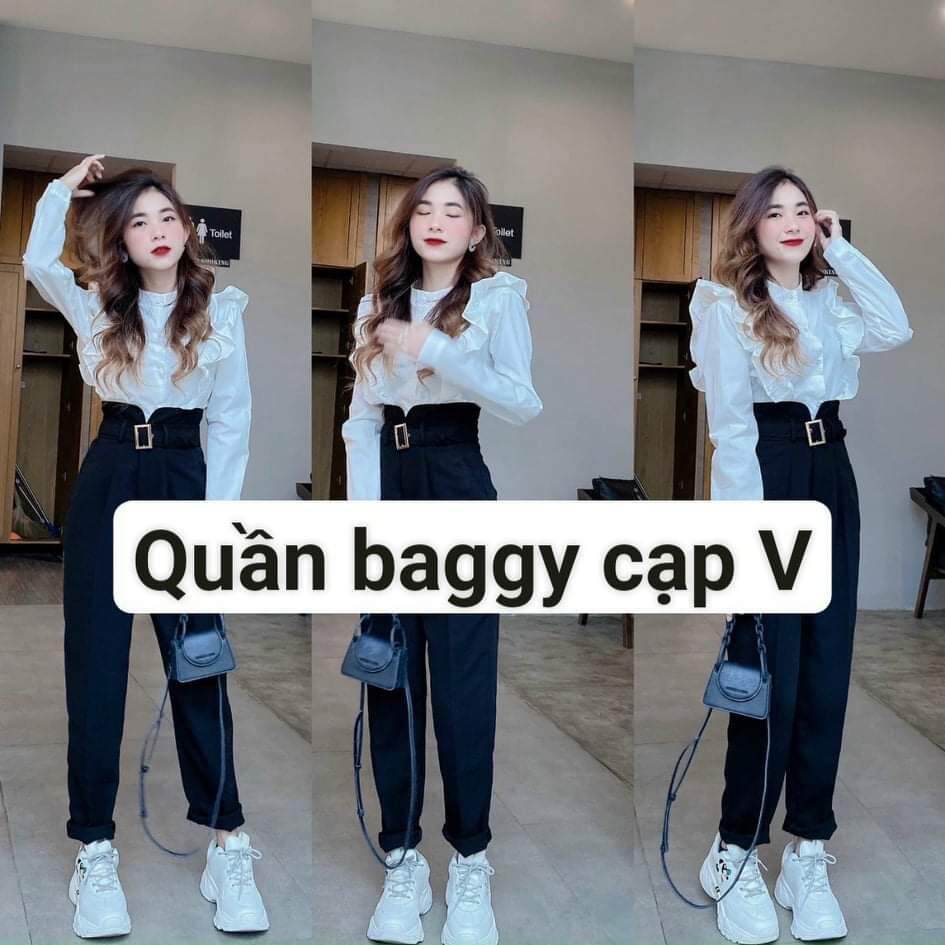 quần tây đi học, quần  nữ công sở cạp V lưng cao,kèm đai vải tuyết mưa