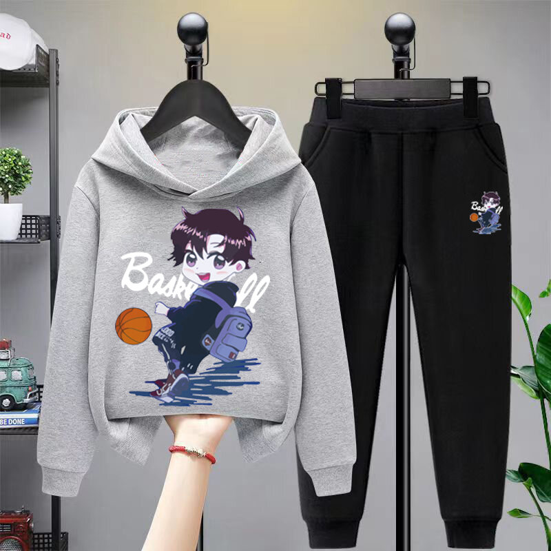 Trang Phục Trẻ Em Trang Phục Xuân Thu Bé Trai Bộ Trang Phục Xuân Thu Áo Hoodie Nổi Tiếng Trên Mạng Trẻ Em Lớn Nhỡ Mẫu Mới Mùa Xuân Thu Bộ Hai Chiếc Trang Phục Thể Thao