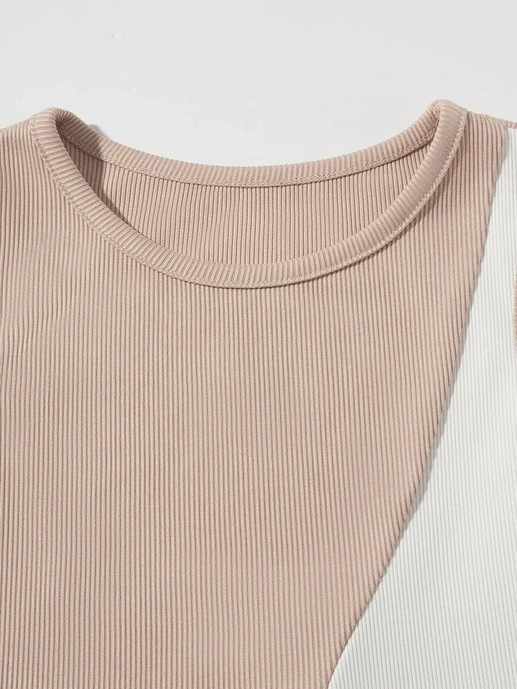 Áo croptop màu HỒNG DA Vá 2 mảnh sữa  (0810)