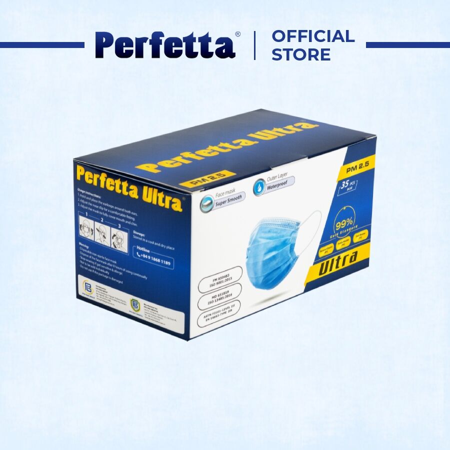 [Bịch 10 cái]Khẩu trang kháng khuẩn Perfetta Ultra 4 lớp