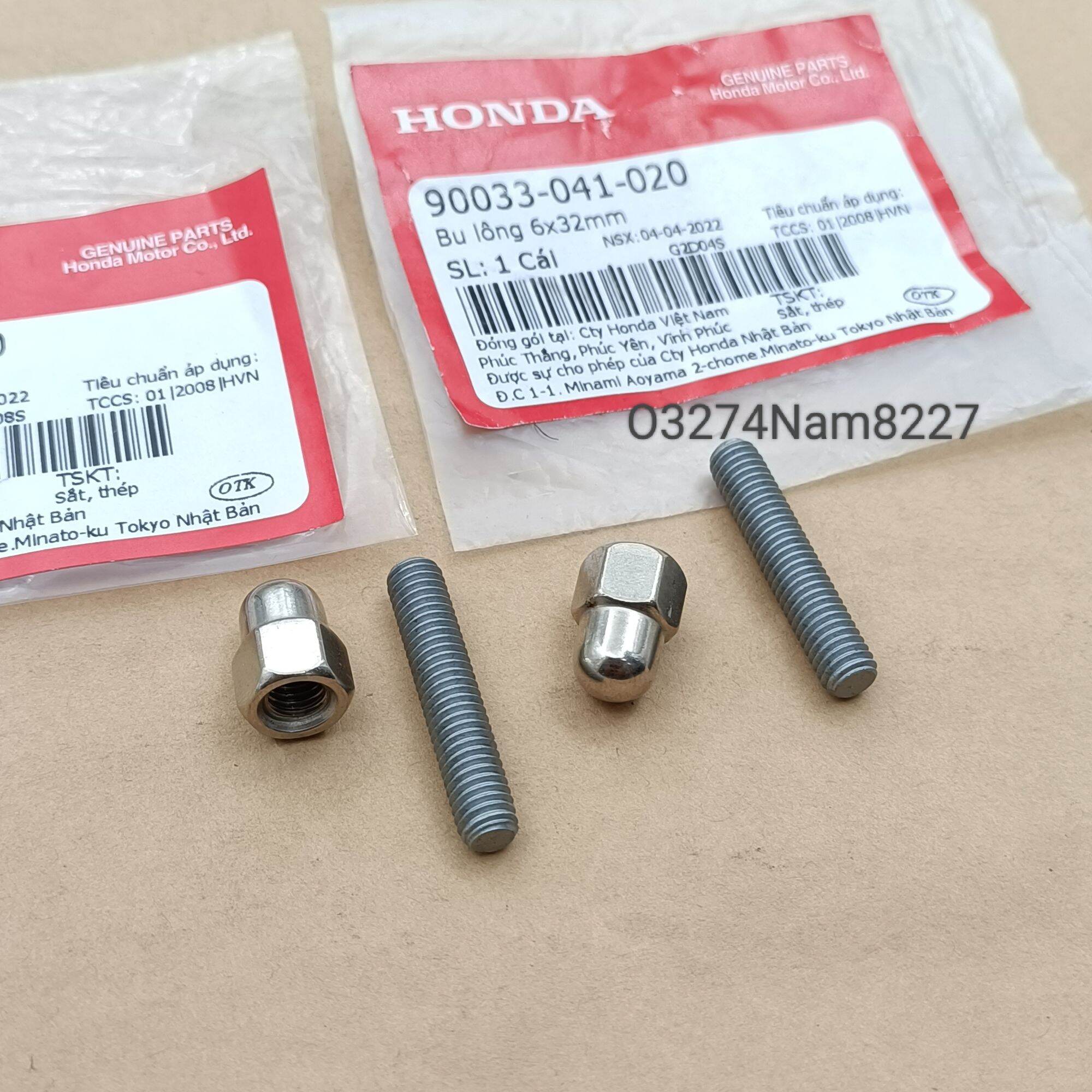 Bộ ốc ren gắn cổ pô xe DREAM, WAVE, FUTURE.... zin honda