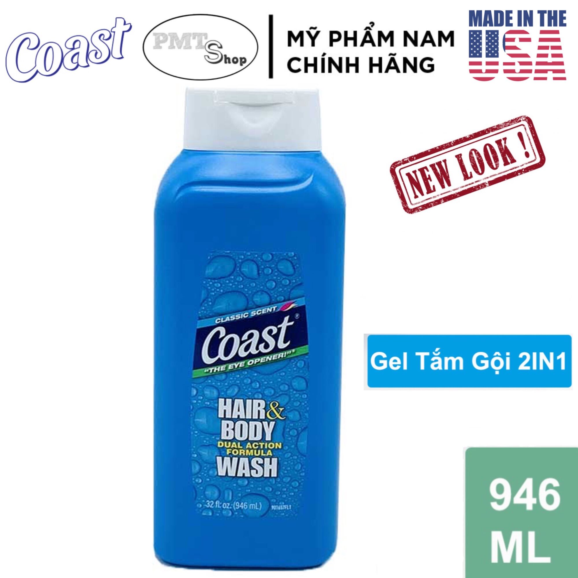 [USA] Sữa tắm gội nam 2in1 Coast Hair and Body Wash Classic Scent chai lớn 946ml - Mỹ