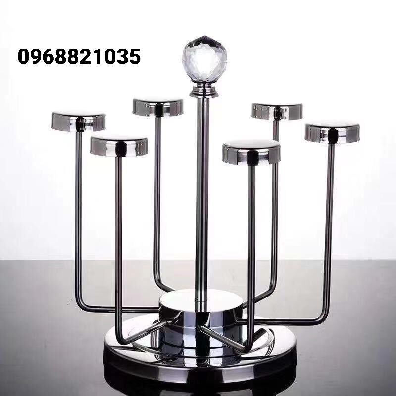 Giá úp cốc inox xoay 360 độ