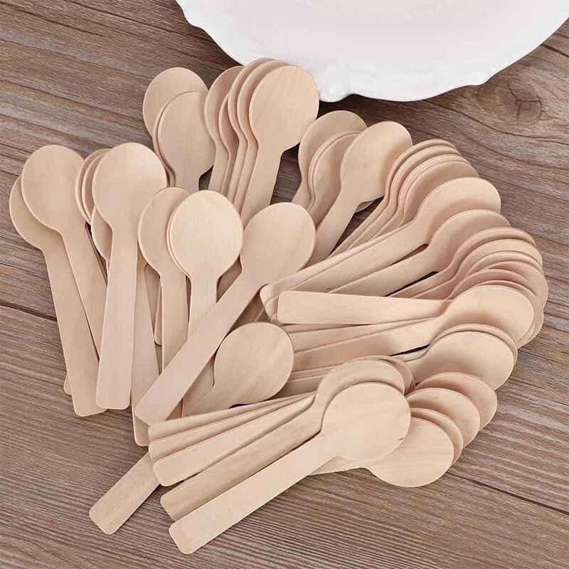 Bịch 50 muỗng gỗ dài 10,5cm dùng 1 lần an toàn tiện lợi bảo vệ môi trường
