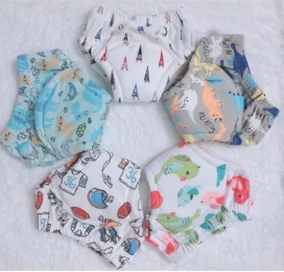 Combo 5 tã vải /quần bỏ bỉm hoạ tiết cho bé trai bé gái 3-22kg
