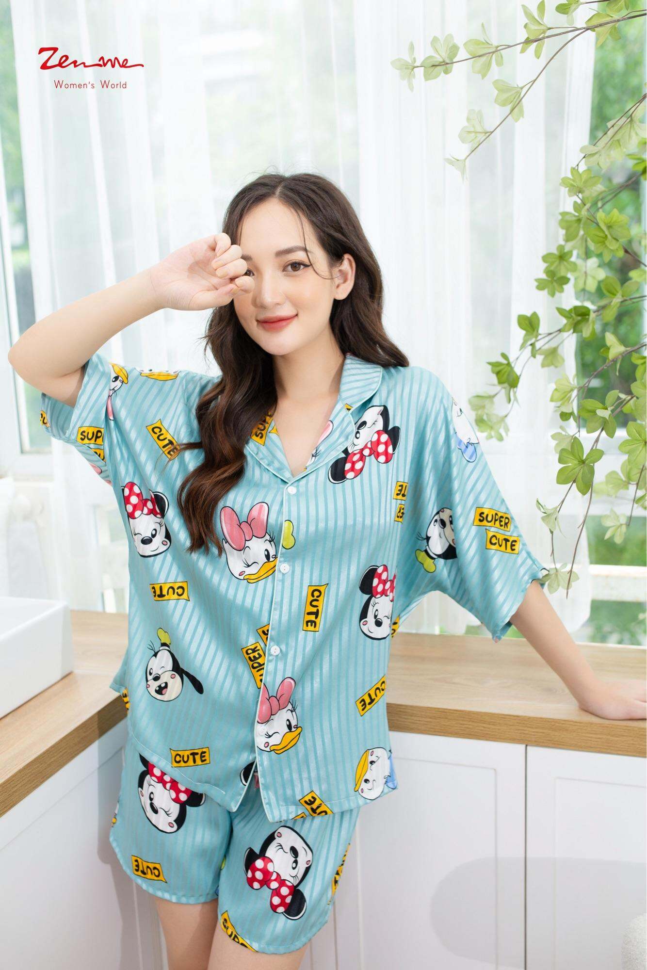 Đồ ngủ nữ pijama Zen Me bộ mặc nhà thiết kế cánh dơi lụa gấm latin PJCD0422