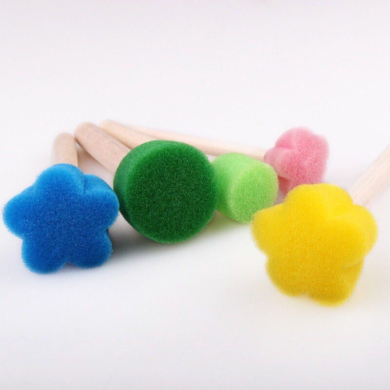 Bộ 5 Cây Cọ Xốp Mút, Cọ Chấm Màu Wenboxin Cho Bé