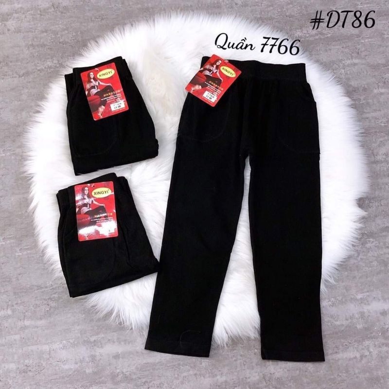 Quần lửng nữ Legging 9 tấc 7766 có 2 túi co giãn dài 70cm cạp cao thời trang nữ Habis