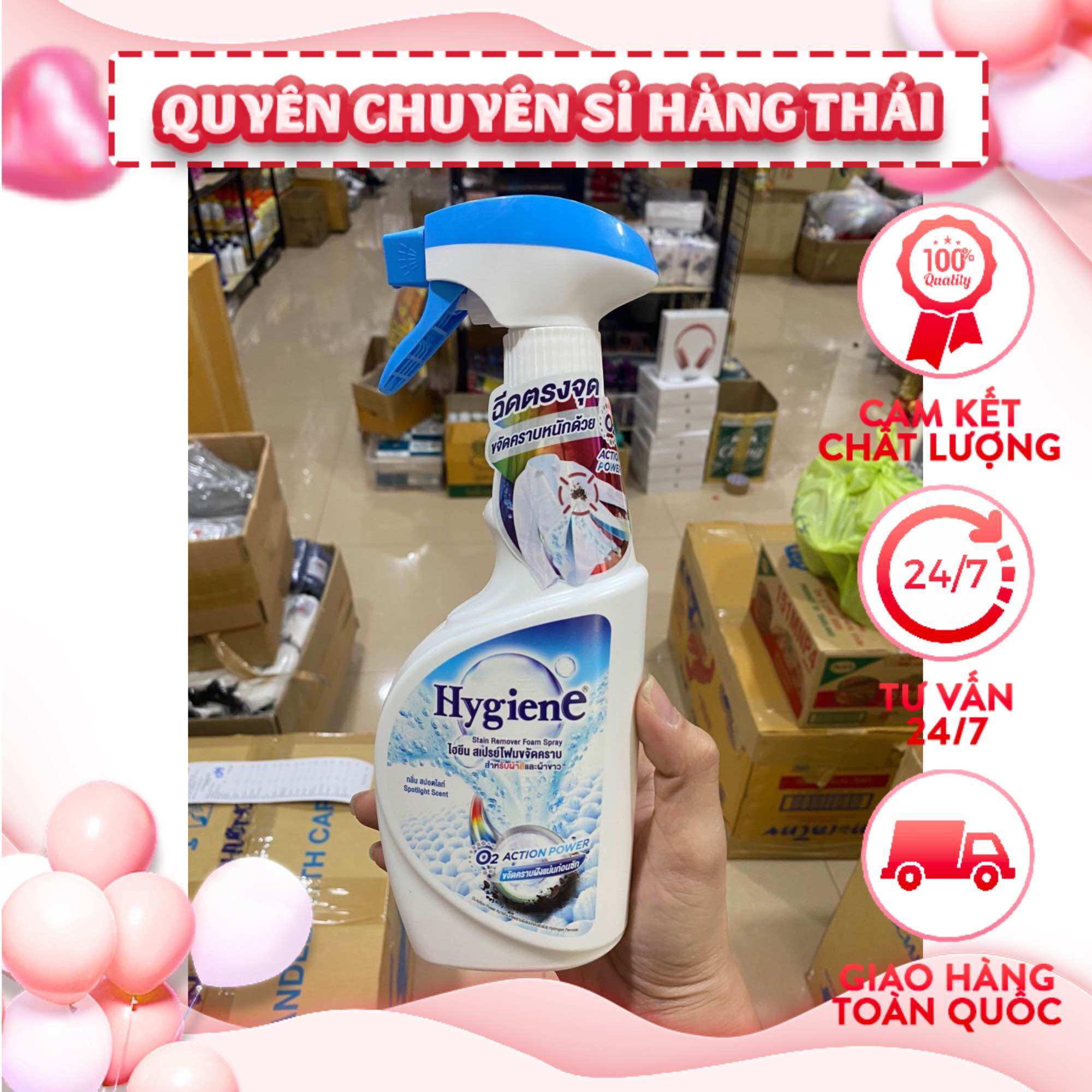 Chai xịt tẩy trắng quần áo hygiene thái lan
