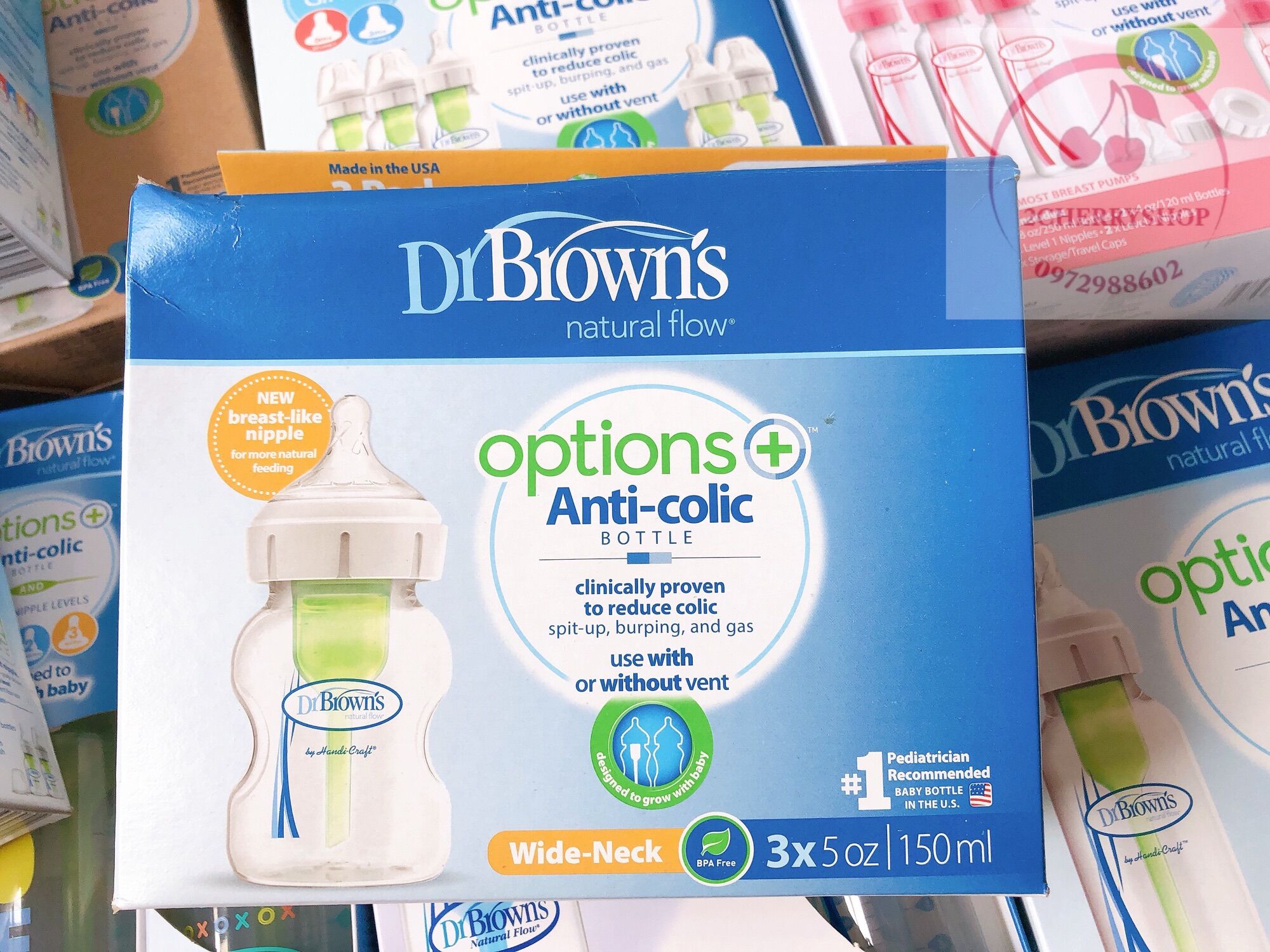 [HCM]Bình sữa Dr Brown’s cổ rộng 150-270 ml Option Plus +