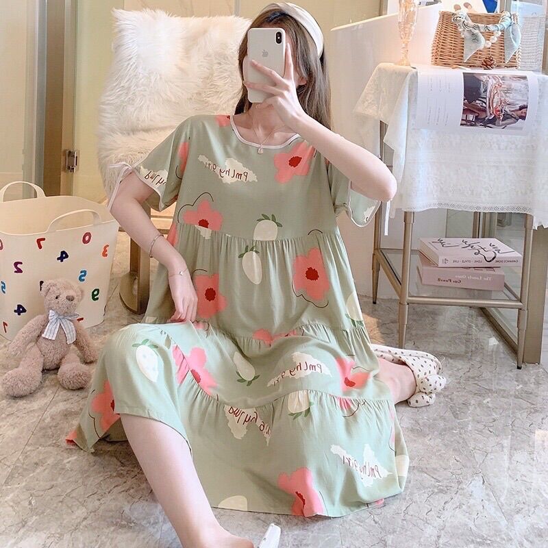 Váy mặc nhà, váy bầu lanh lụa siêu mềm mát, freesize rộng rãi