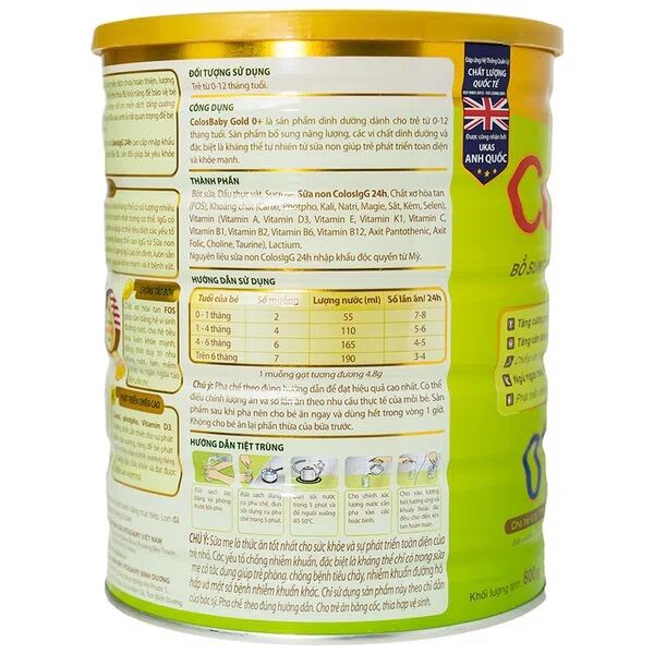 Colosbaby Gold 0+ 800gr (date 2026 mã Qr tích xu đầy đủ)