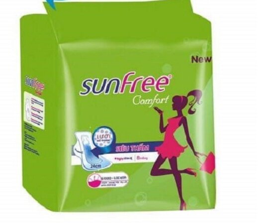 Gói 8 miếng băng vệ sinh Sunfree có cánh