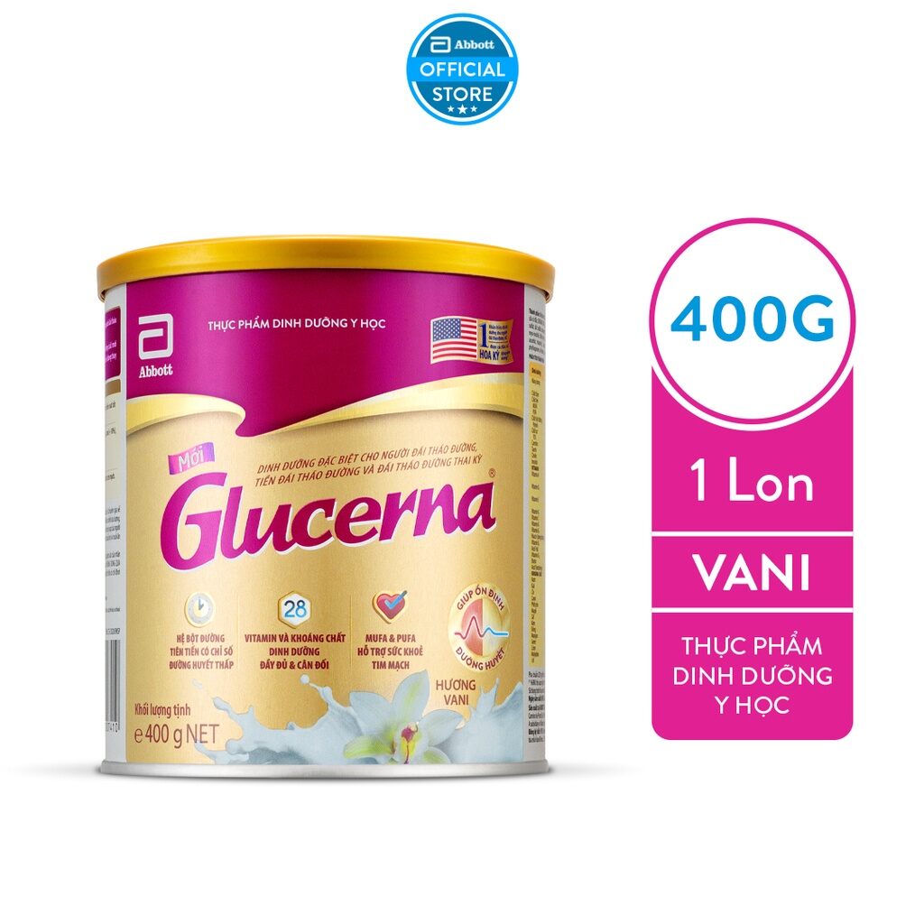Sữa bột Glucerna 400g hương vani dành cho người tiểu đường Abbott