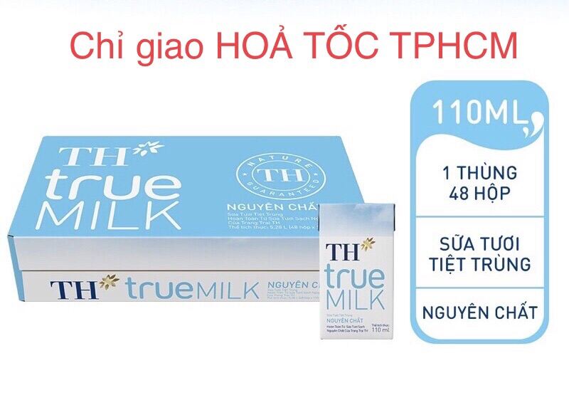 Thùng 48 hộp sữa tươi TH true milk nguyên chất không đường 110ml hộp