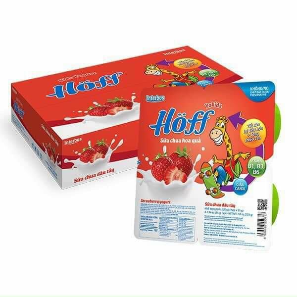 Váng sữa và sữa chua ăn Hoff (lốc 4 hộp x 55g) (date mới)