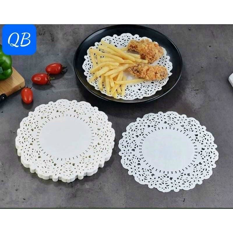 Sét 140 Tờ Giấy Nến Lót Đĩa Thấm Dầu Mỡ 23cm - Đục Lỗ Hoạ Văn Siêu Đẹp - Sang Trọng, Tiện Lợi