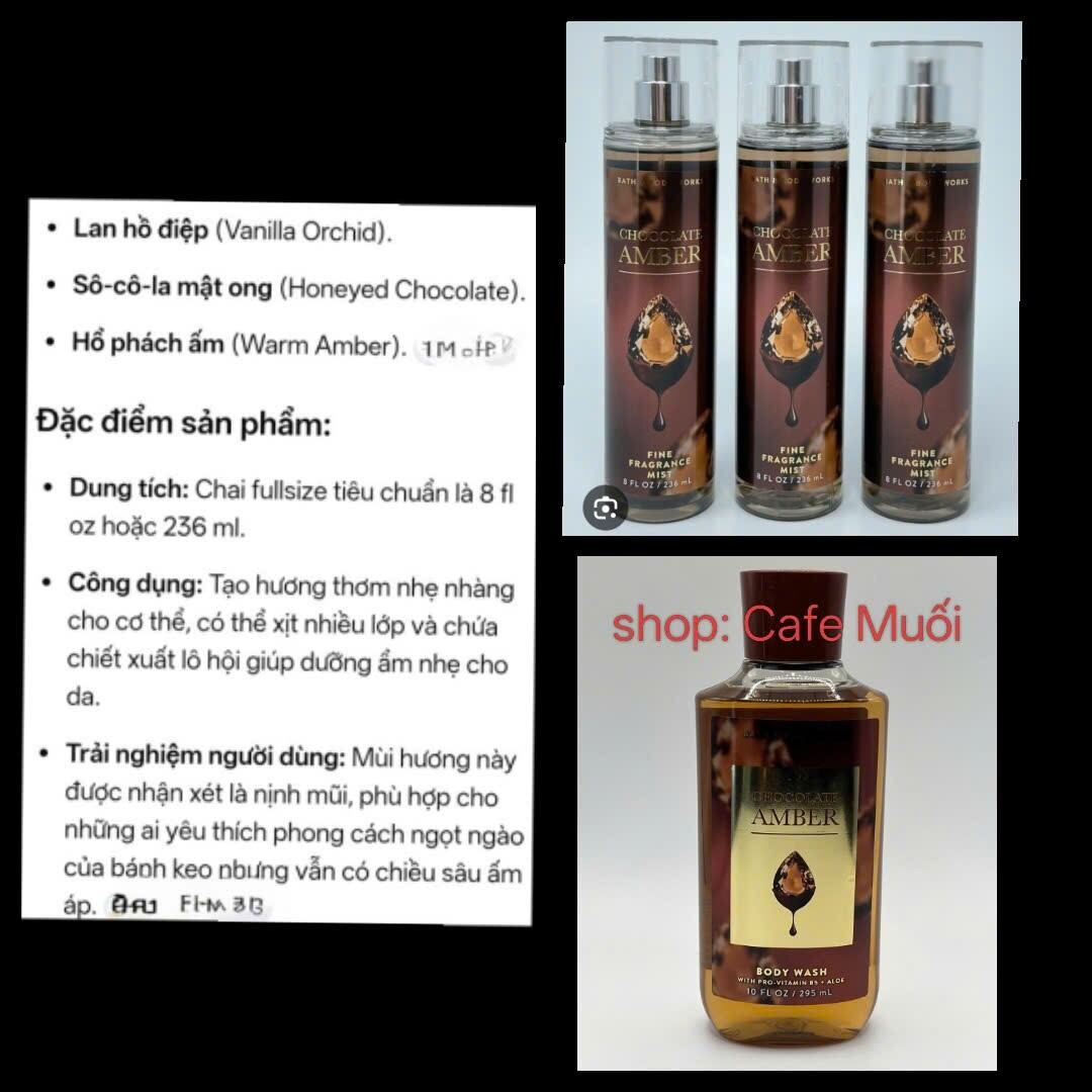 Chocolate Amber ‼️XỊT THƠM _ GEL TẮM HƯƠNG NƯỚC HOA Bath & Body works