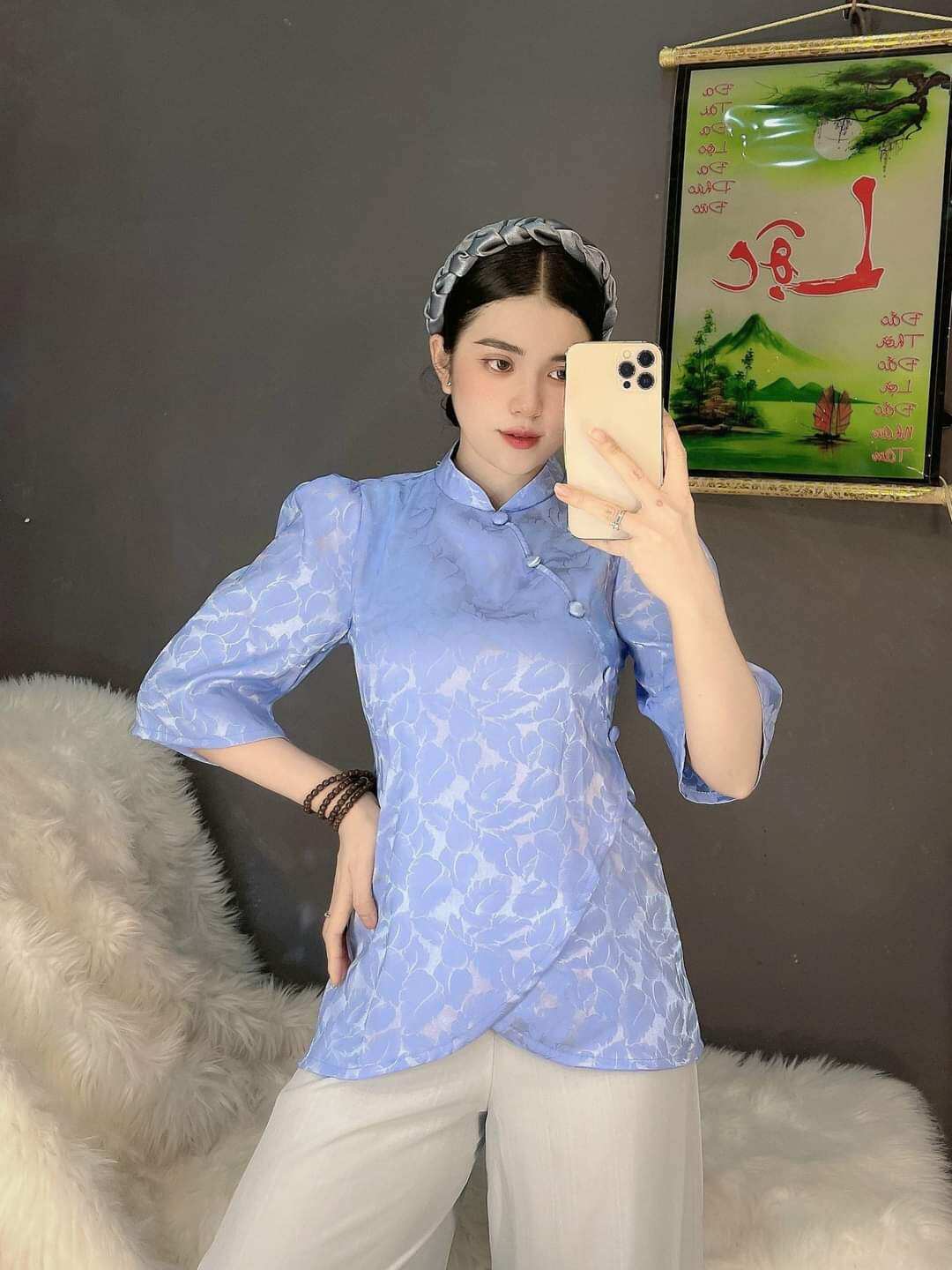 ĐỒ LAM ĐI CHÙA - MẪU NỮ LỤA GẤM HÀNG CAO CẤP
