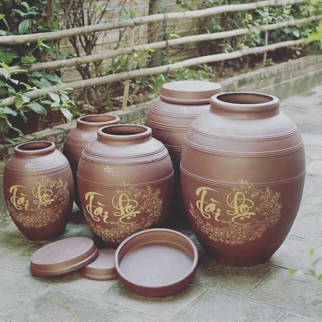 Vò ngâm rượu,Chum sành ngâm rượu tài lộc từ 10 đến 50l hàng chính hãng Bát Tràng Việt Nam