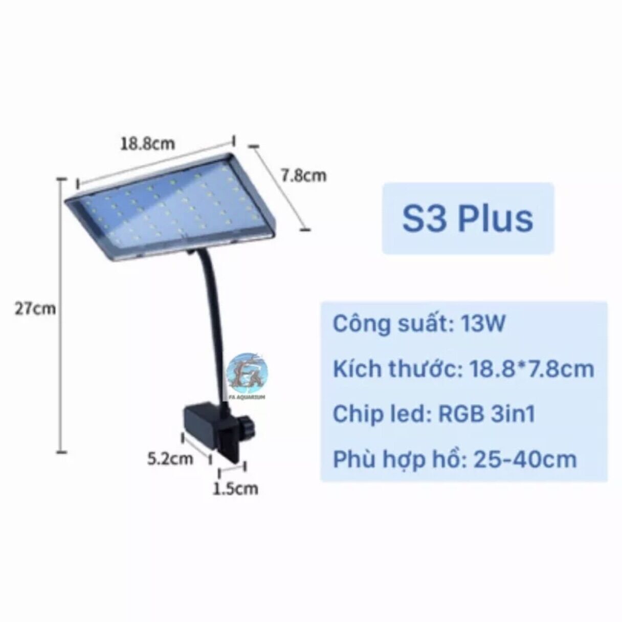 [BH 1 đổi 1] Đèn led RGB Flat S3 plus Nano cho hồ mini
