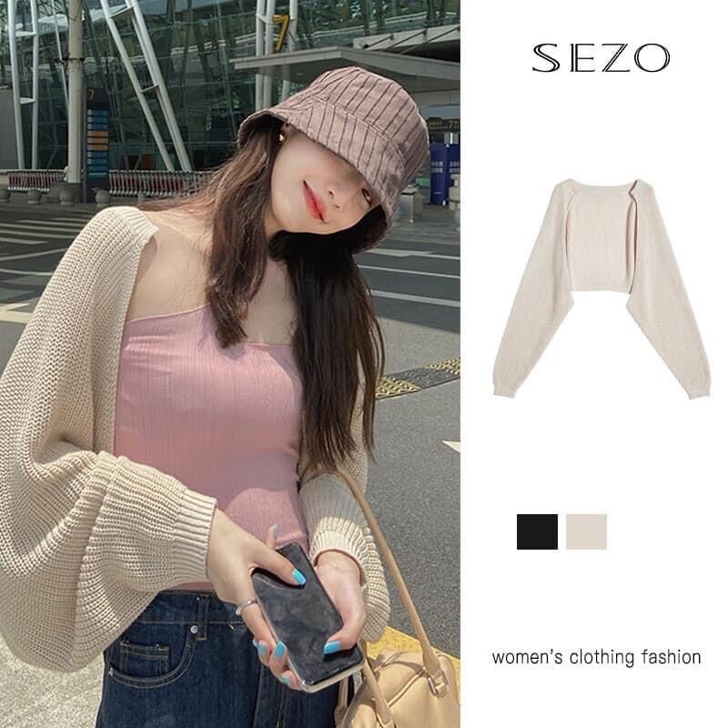 Áo khoác len cadigan blackpink tay cánh dơi dáng croptop loại mỏng