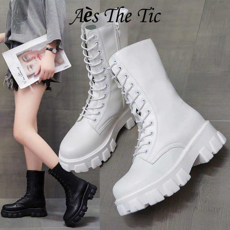 Boot cao cổ 20cm, buộc dây, kéo khoá 5,5cm