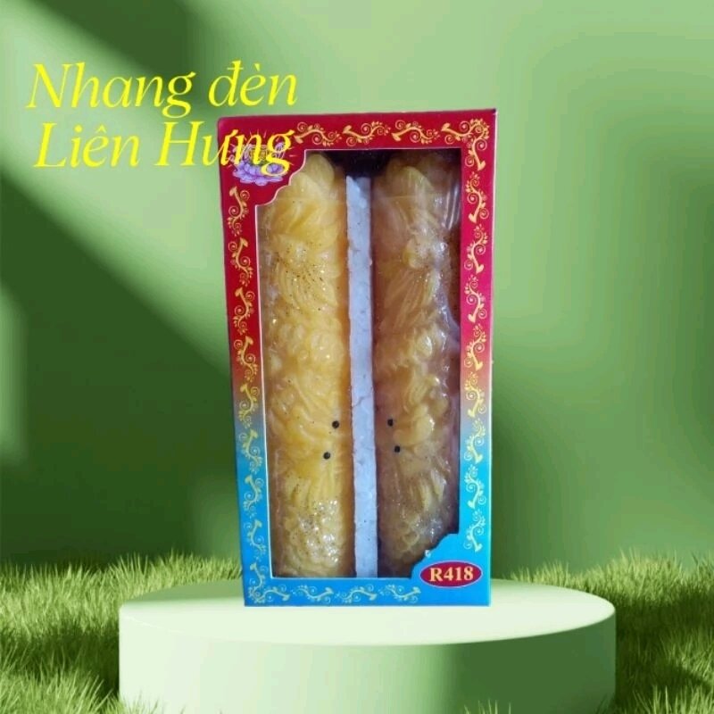 1 đôi đèn cầy chạm rồng 18cm