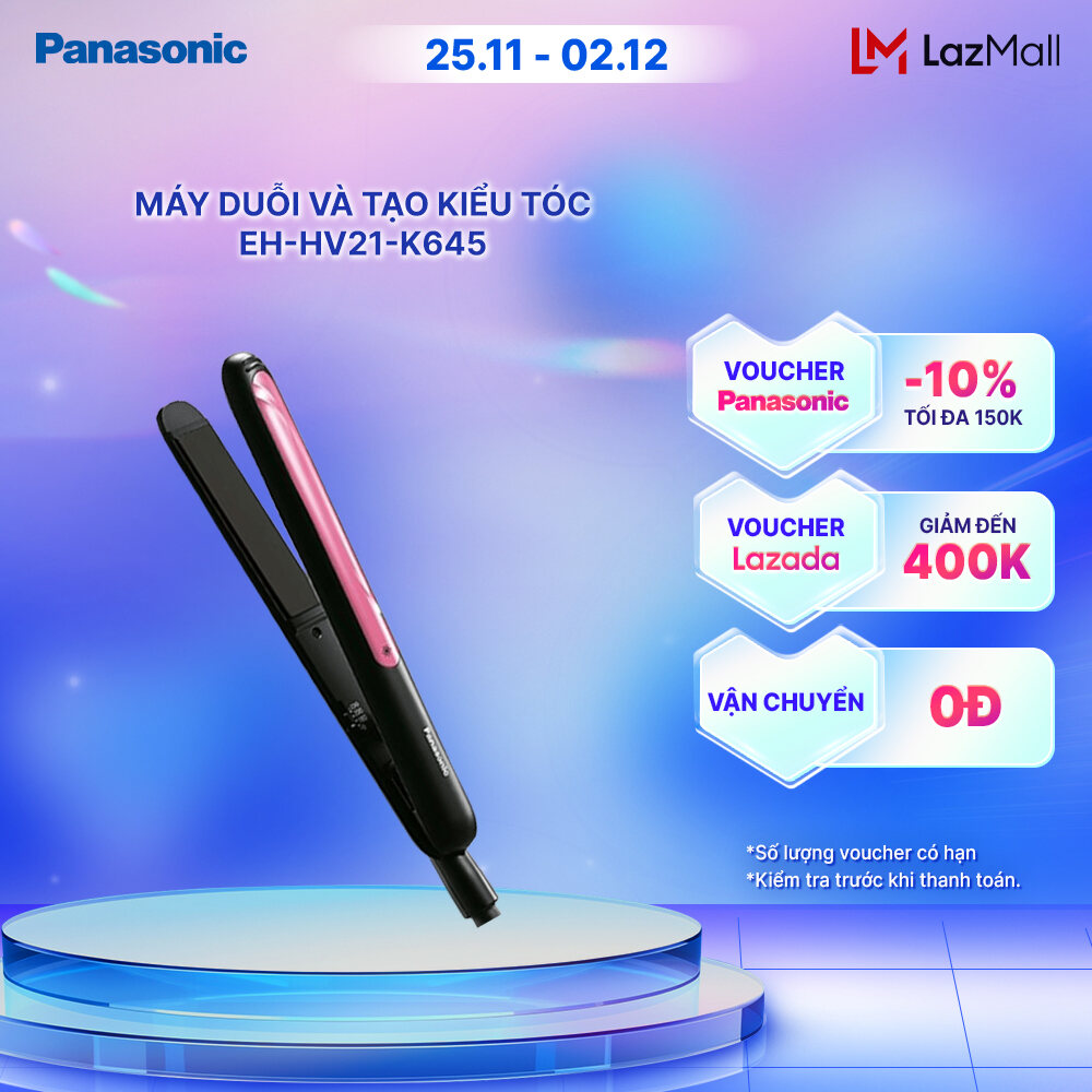 [Duy nhất 25.11-2.12 voucher LAZADA 400K] Máy Duỗi và Tạo Kiểu Tóc Panasonic EH-HV21-K645 - Bản Là T