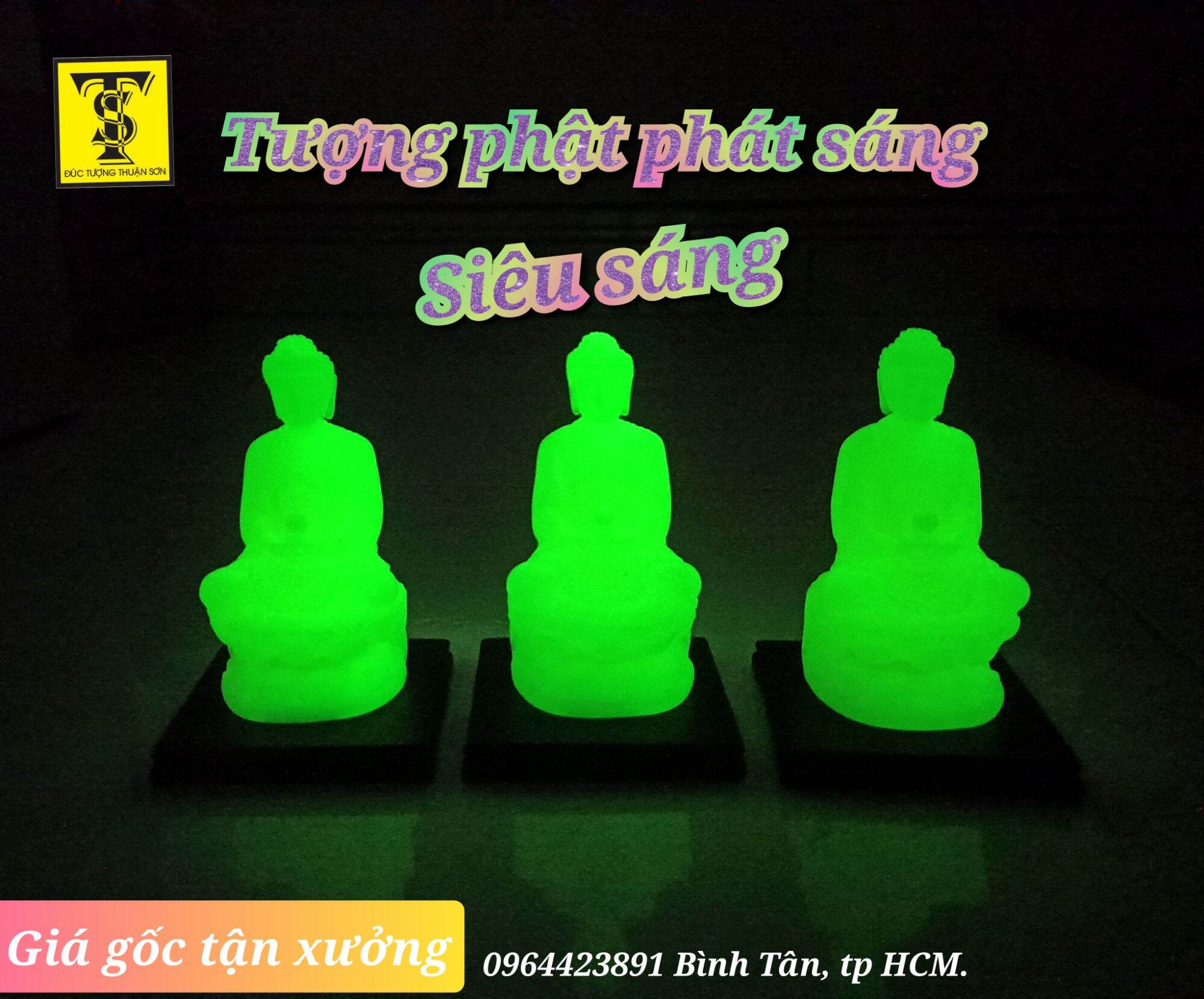 Tượng phật dạ quang, Phật A Di Đà bưng ngọc 11cm.