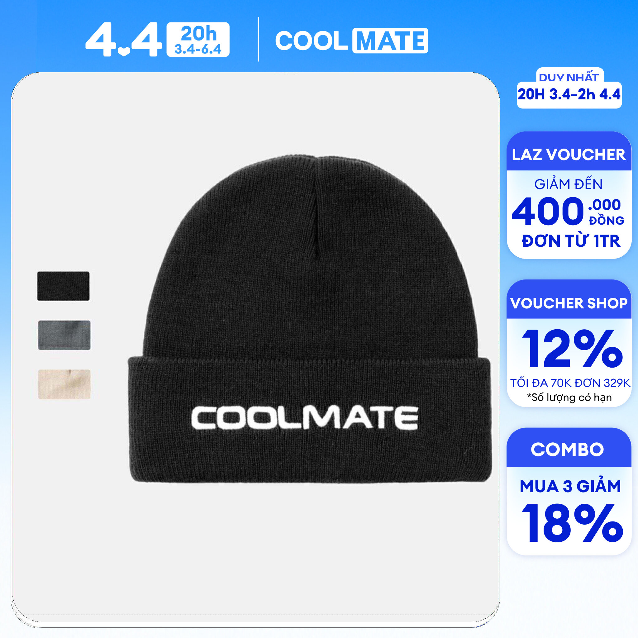 [CHỈ 20H 3.4- 2H 4.4 MUA 3 GIẢM 18%][OUTLET - Không đổi trả]Mũ nón len unisex thêu chữ COOLMATE