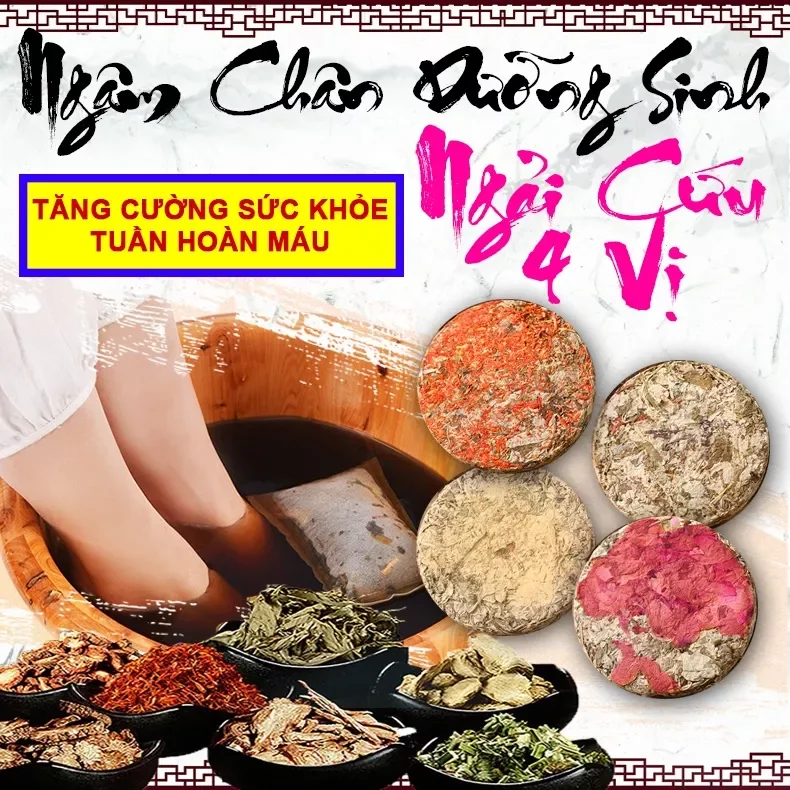 Set 5 Bánh ngải cứu khô ướp hoa/ Bánh ngải cứu khô ngâm chân xông tắm