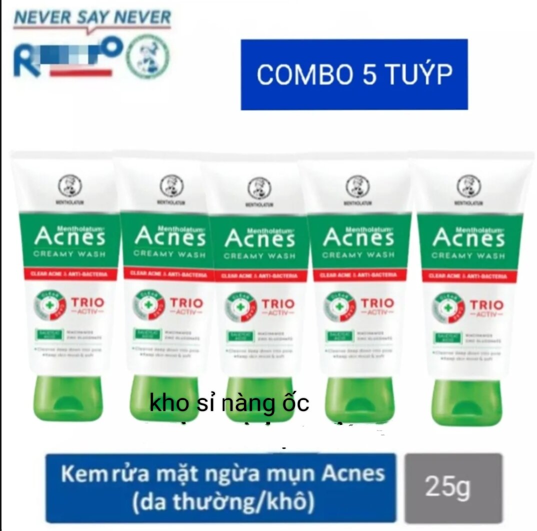 Combo 5 - sữa rửa mặt acnes trio ngăn ngừa mụn 25 gr