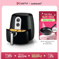 EJF151BLK Nồi chiên không dầu LocknLock Eco Fryer dung tích 5,2L, nút cơ - Màu đen