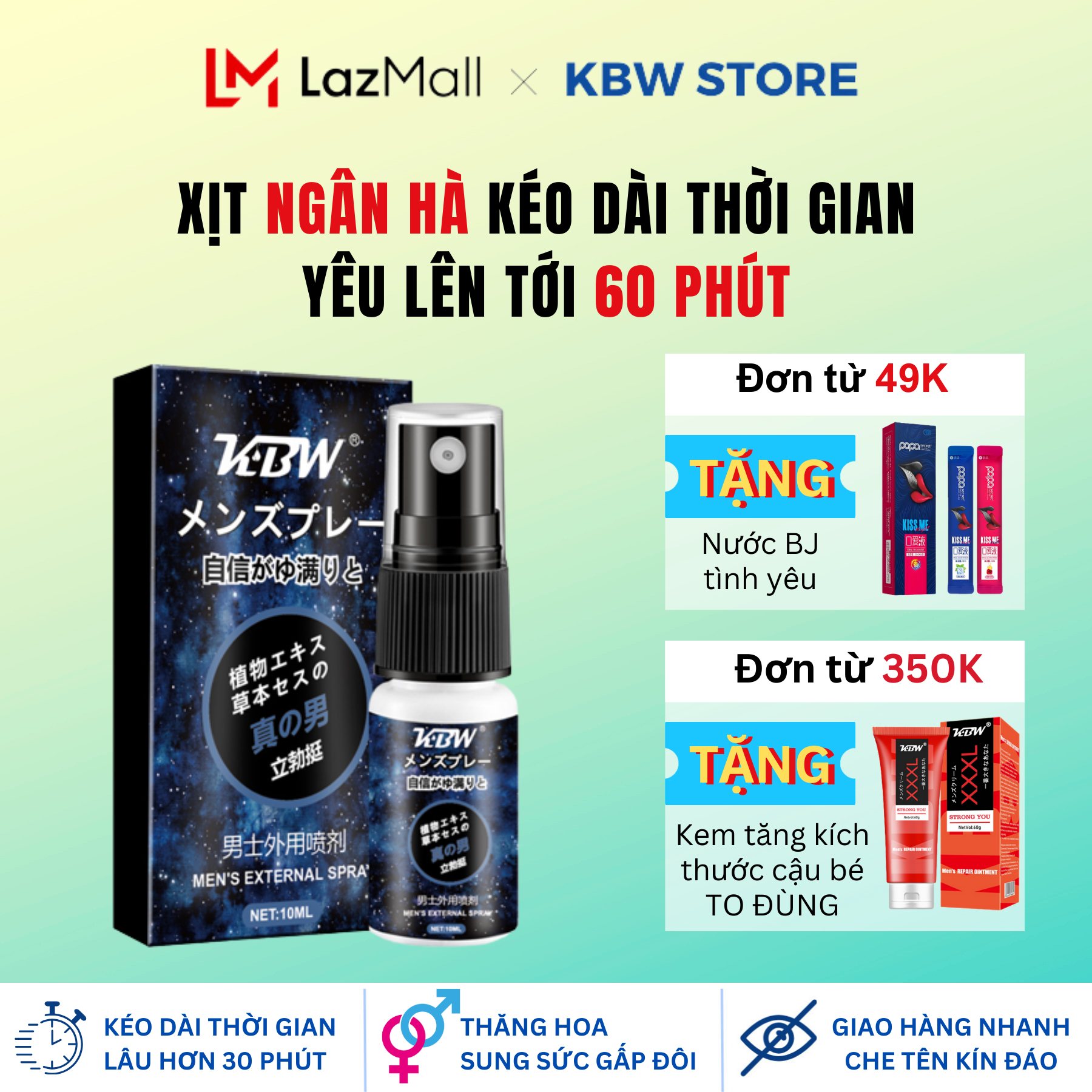 KBW ngân hà Xịt cao cấp tăng cường slý nam, kéo dài cuộc yêu bền bỉ lên tới 60 phút