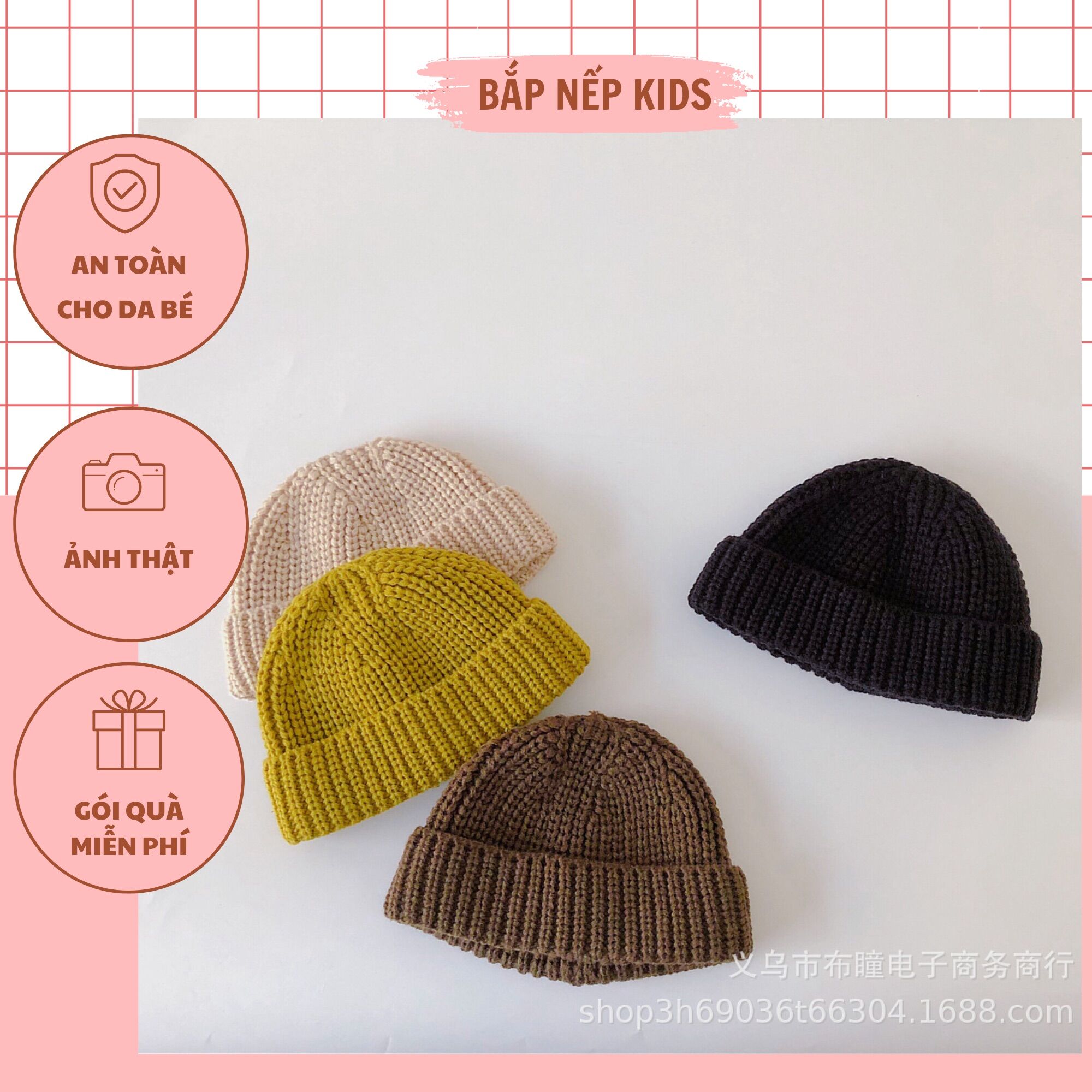 Mũ len beanie cho bé trai bé gái. Nón len dệt kim phong cách Hàn Quốc
