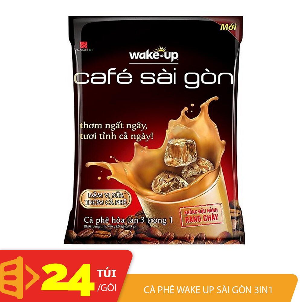 Cà phê sữa Wake Up Sài Gòn Vinacafe túi 24 gói x 19g
