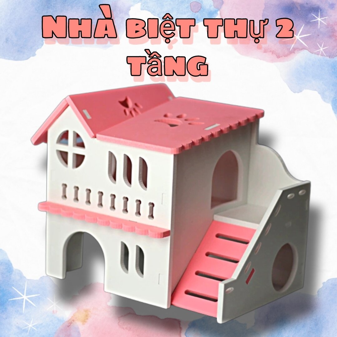 Nhà biệt thự gỗ ép màu cho Hamster