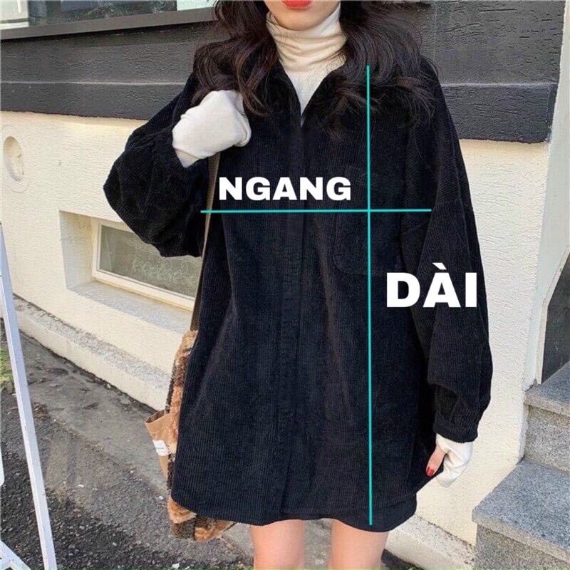 Áo sơ mi nhung tăm nữ nam unisex dáng rộng tay dài phồng