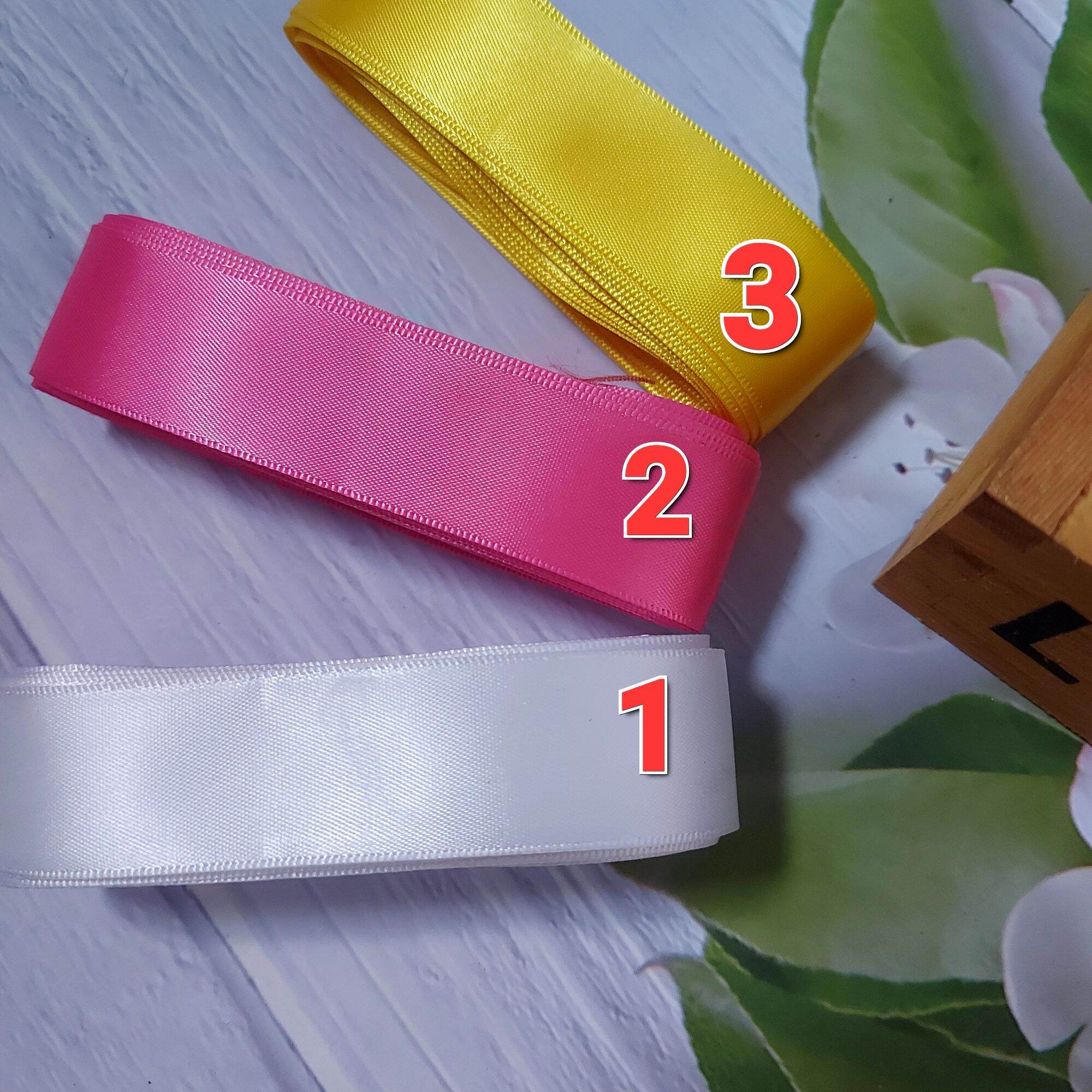 (DÂY 5 MÉT) RUY BĂNG LỤA  1 MẶT PHỤ KIỆN THỦ CÔNG , BẢN RỘNG 2.2CM.
