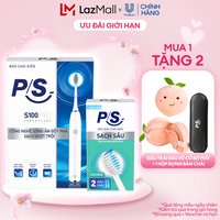 Bộ Bàn Chải Điện P/S S100 PRO màu trắng & Bộ 2 đầu chải thay thế Sạch Sâu
