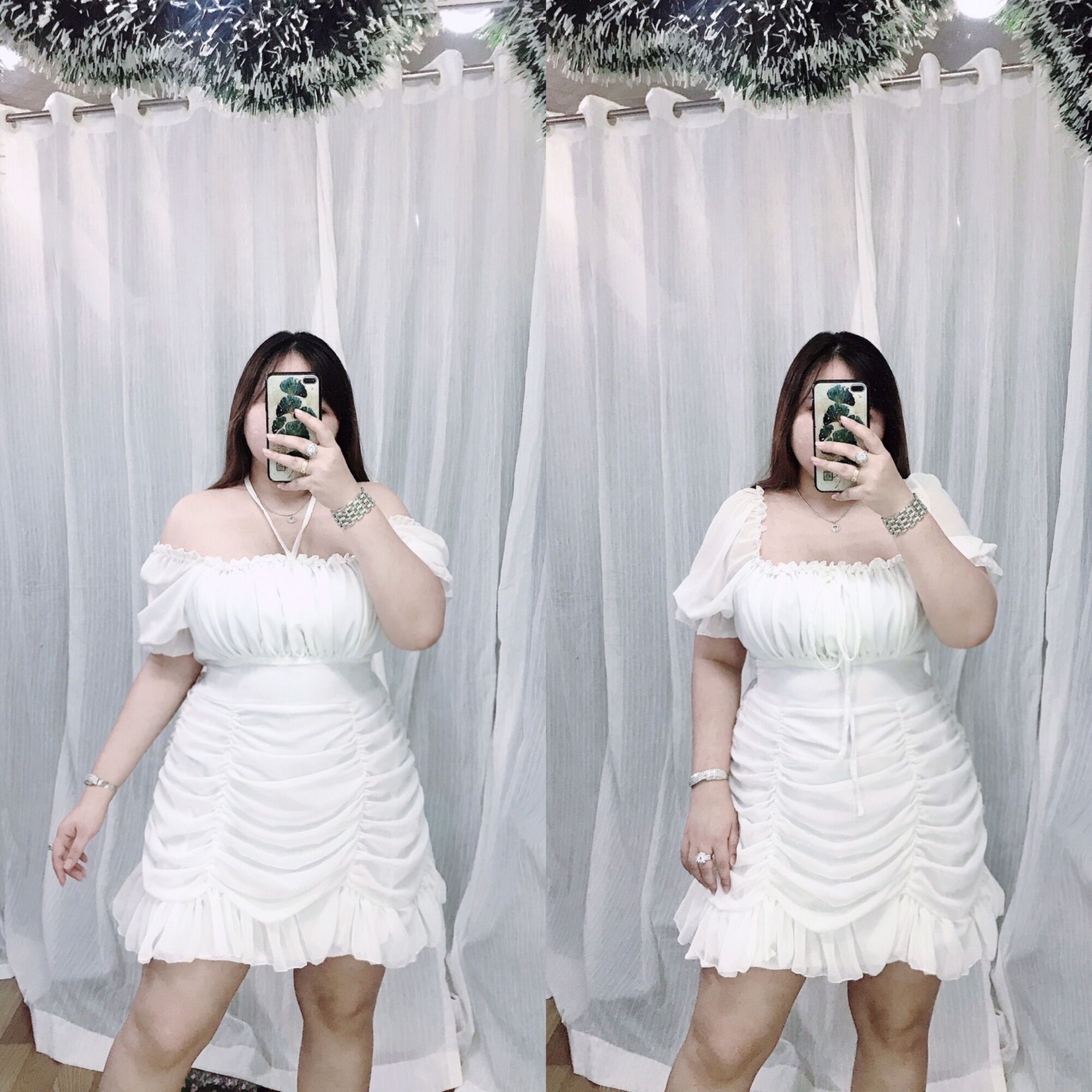 [Bigsize 65-90kg] Đầm voan phom nhún