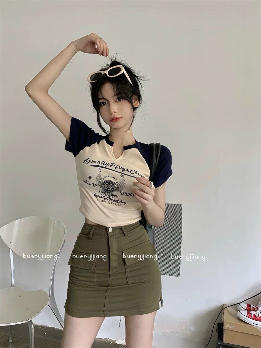 Áo croptop phối tay đôi cánh BG
