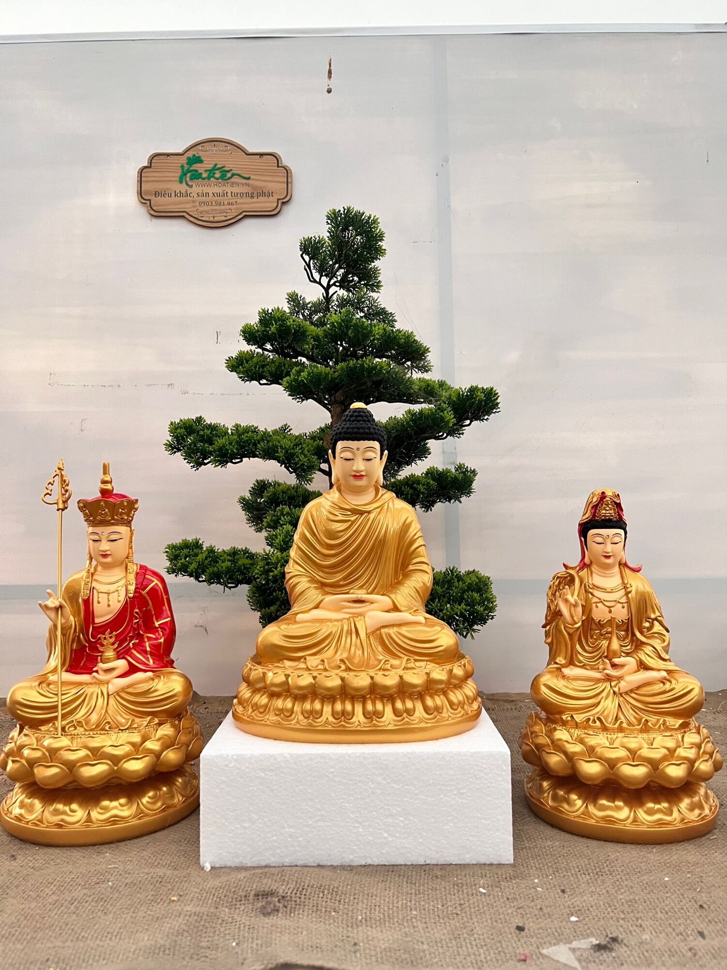 [HCM]Bộ tượng Tam Thế Phật/Ta Bà ngồi 30cm