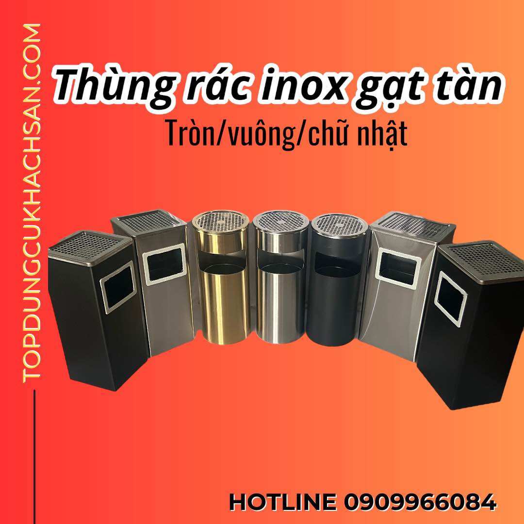 Thùng Rác Gạt Tàn Inox (Chữ nhật, vuông, tròn)