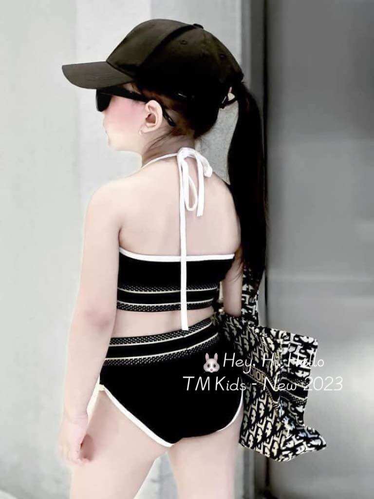 Đồ Bơi 2 Mảnh Đen Viền Trắng Xinh Bé Gái |Bikini Cho Bé