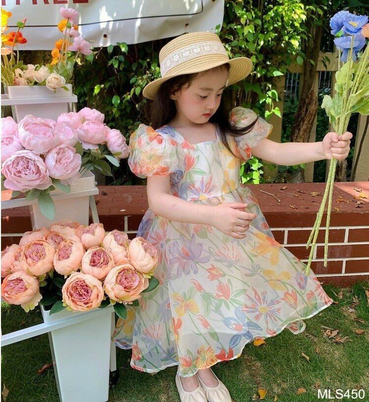 Đầm voan tơ cao cấp của MELISA nơ phía sau siêu xinh 18-35kg