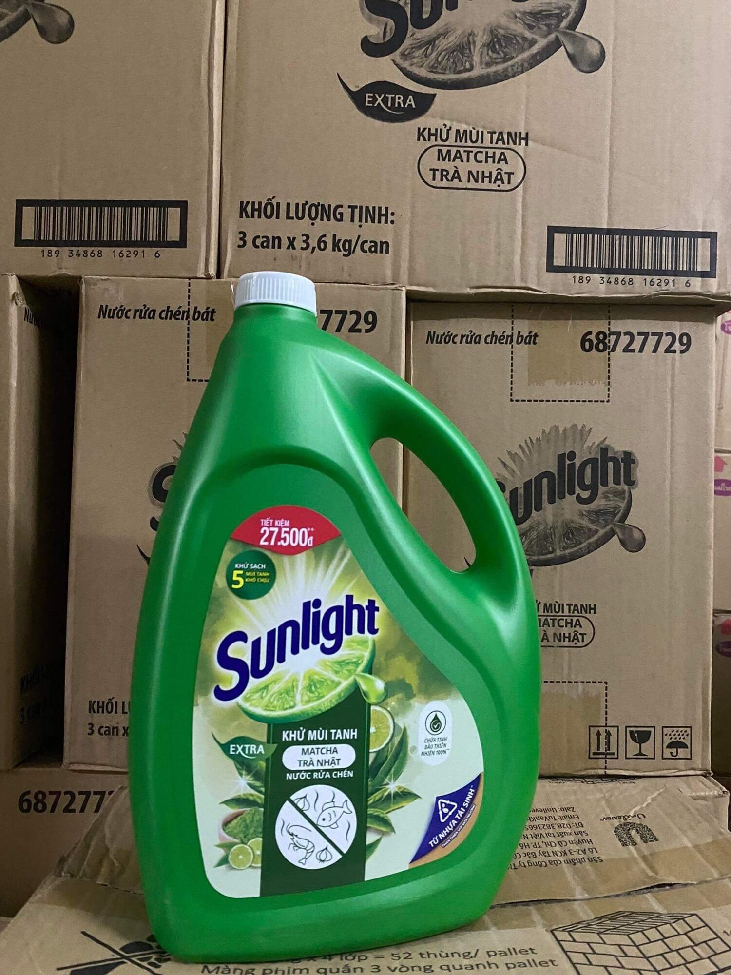 Nước Rửa chén Sunlight can Matcha trà nhật 3.6kg hàng mẫu mới giá mới